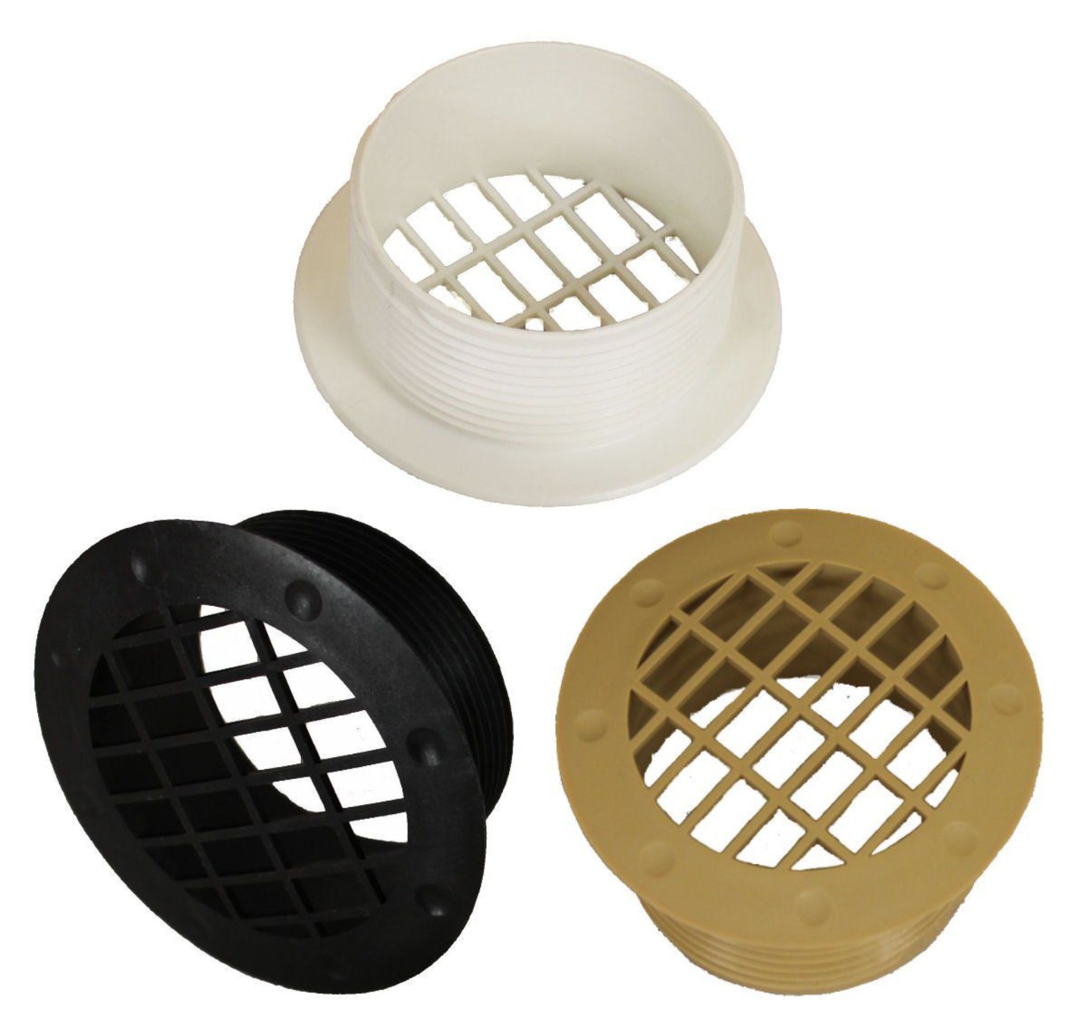 Finished custom vent grilles in three colours